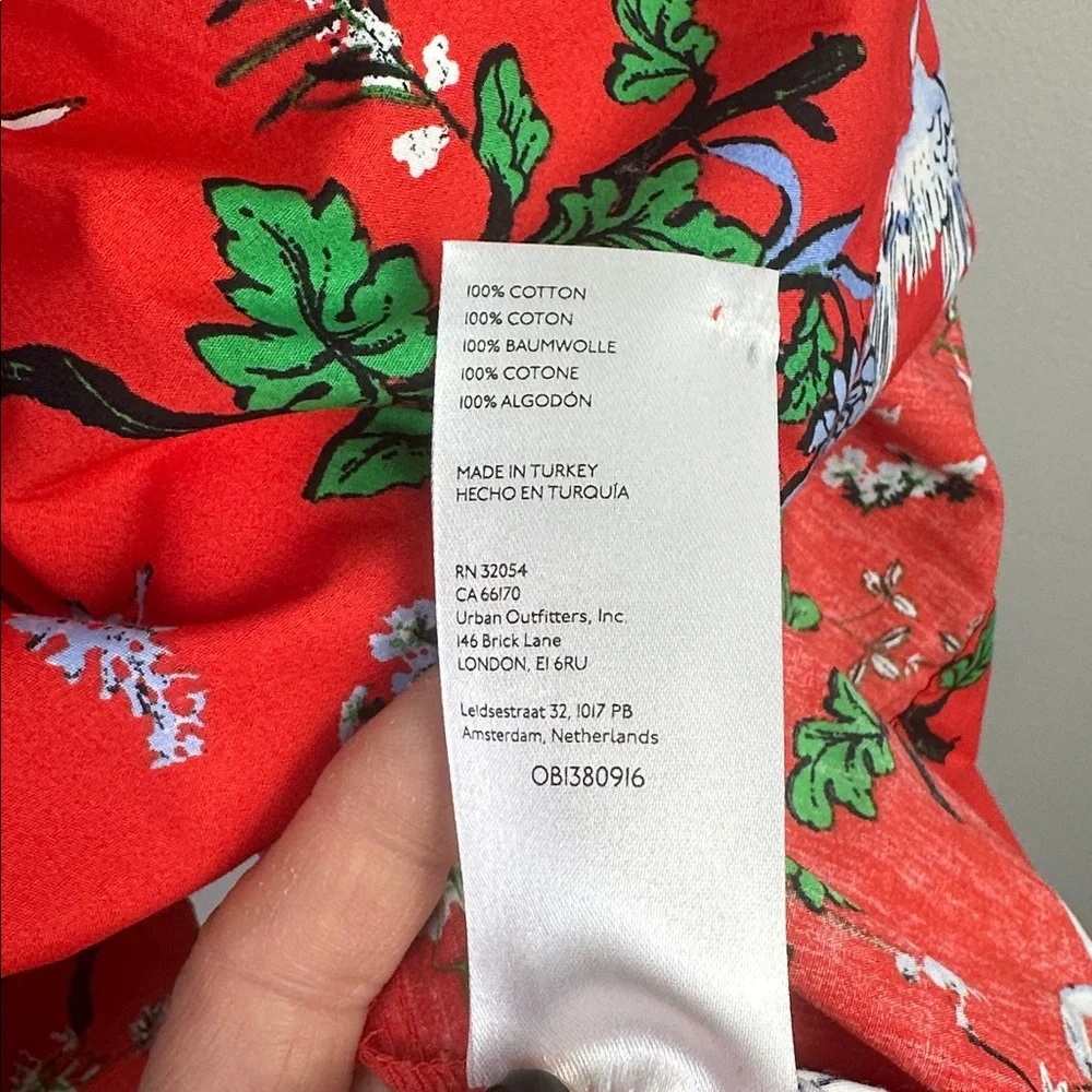 NEW Anthropologie Somerset Mini Cotton Dress Red Bird Floral Print Pockets XXS - Picture 16 of 16